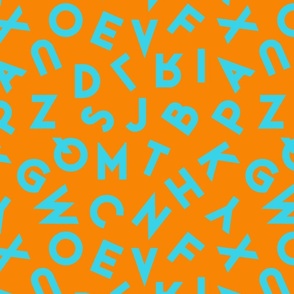 80s alphabet turquise on orange