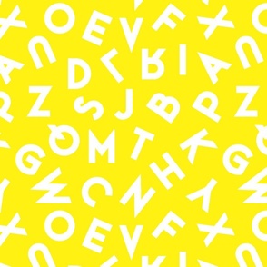 80s alphabet white on yellow