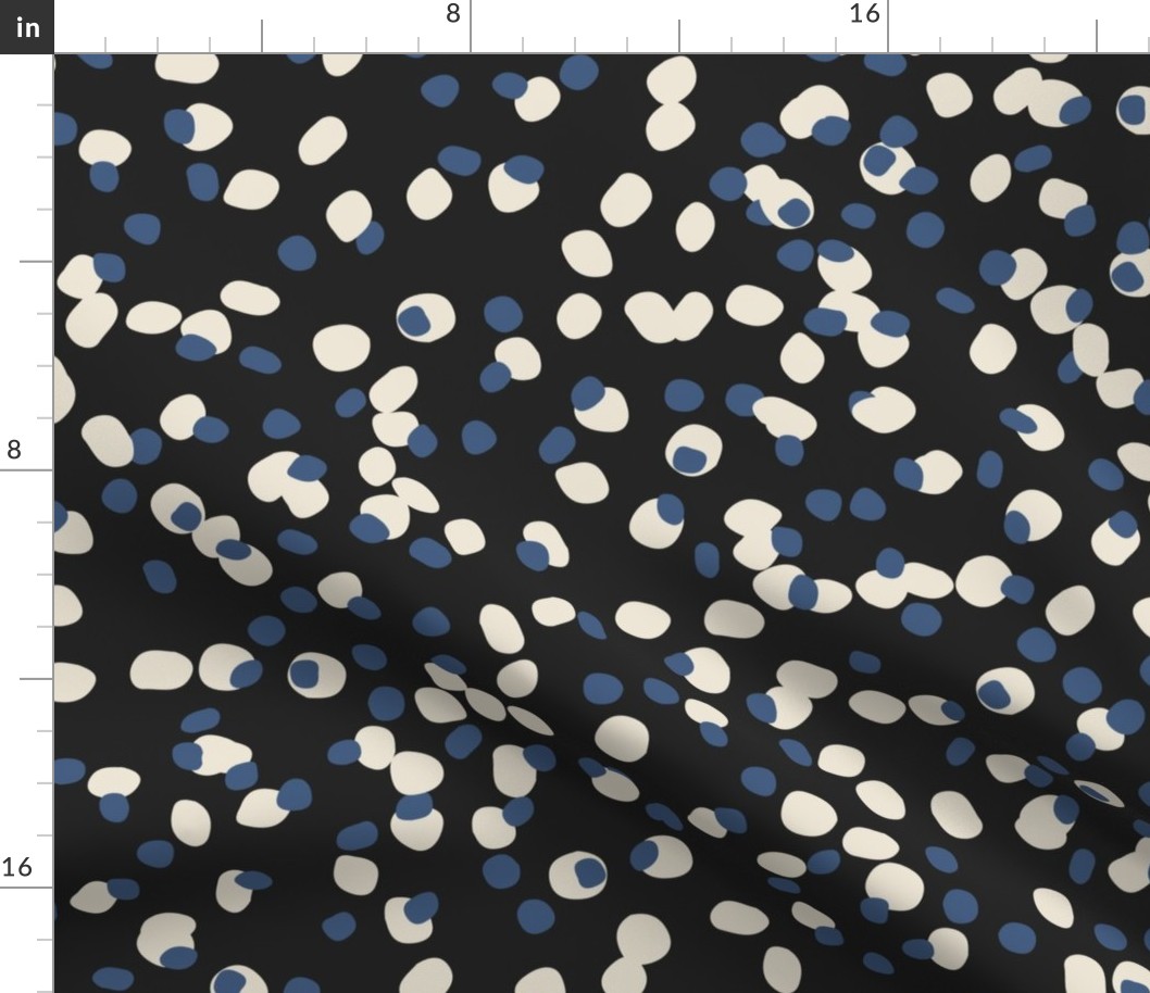 Asymmetrical Scattered Dots // MEDIUM // Black Blue Eggshell White
