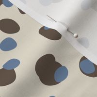 Asymmetrical Scattered Dots // MEDIUM // Eggshell White Brown Blue