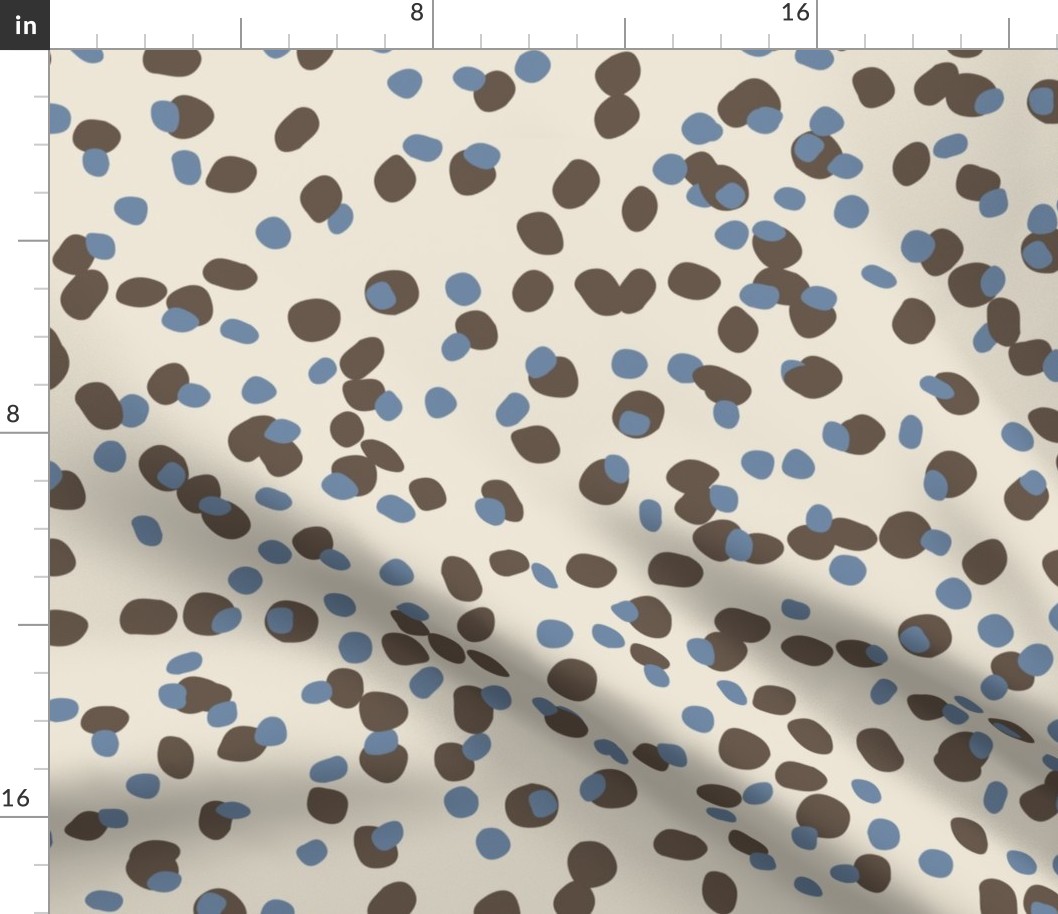 Asymmetrical Scattered Dots // MEDIUM // Eggshell White Brown Blue