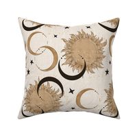 Sun and Moon-on white with gold linen texture (medium scale)