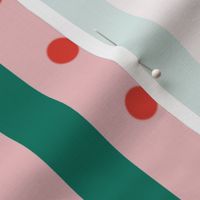 retro holiday stripe in bright red, teal green and pink // large