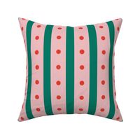 retro holiday stripe in bright red, teal green and pink // large