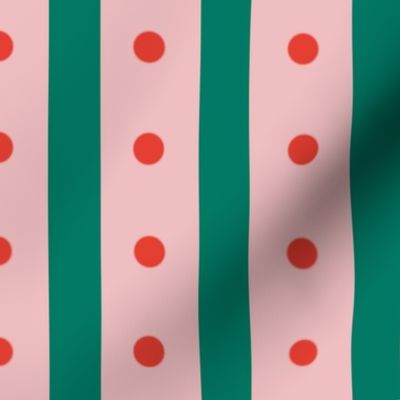 retro holiday stripe in bright red, teal green and pink // large