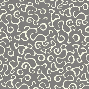 Man's Best Friend - grey - L large scale - abstract squiggles swirls  dark slate cream 