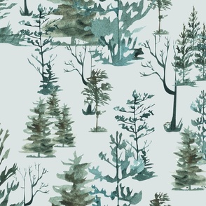 Winter Trees in Green