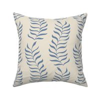 Curvy Branches With Leaves Hand-Drawn // MEDIUM // Blue Eggshell White