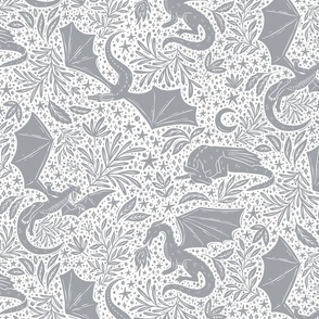 Dragon Botanical - grey on white - medium