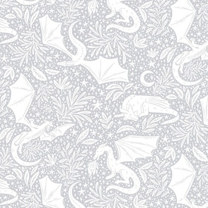 Dragon Botanical - light grey and white - medium