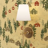 Whimsical Skier Cabin in the Woods in Rustic Cream (Large)