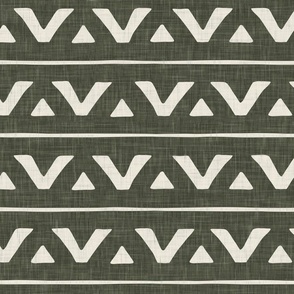 mud-cloth triangles - boho home decor - green - LAD23