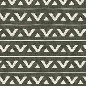(small scale) mud-cloth triangles - boho home decor - green - LAD23