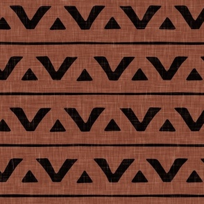 mud-cloth triangles - boho home decor - black/rust brown - LAD23