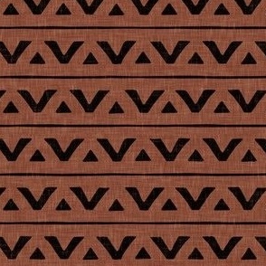 (small scale) mud-cloth triangles - boho home decor - black/rust brown - LAD23