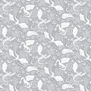 Dragon Botanical - white on medium grey - small