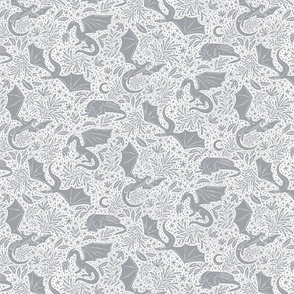 Dragon Botanical - medium grey on white - small