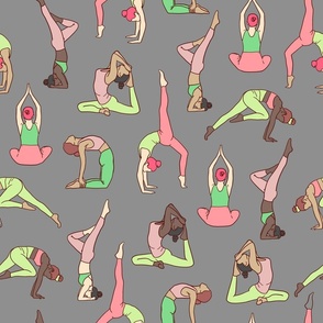 yoga girls on grey