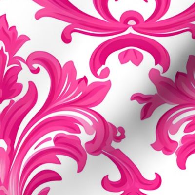 Jumbo Pink Damask - Rococo Whimsy 