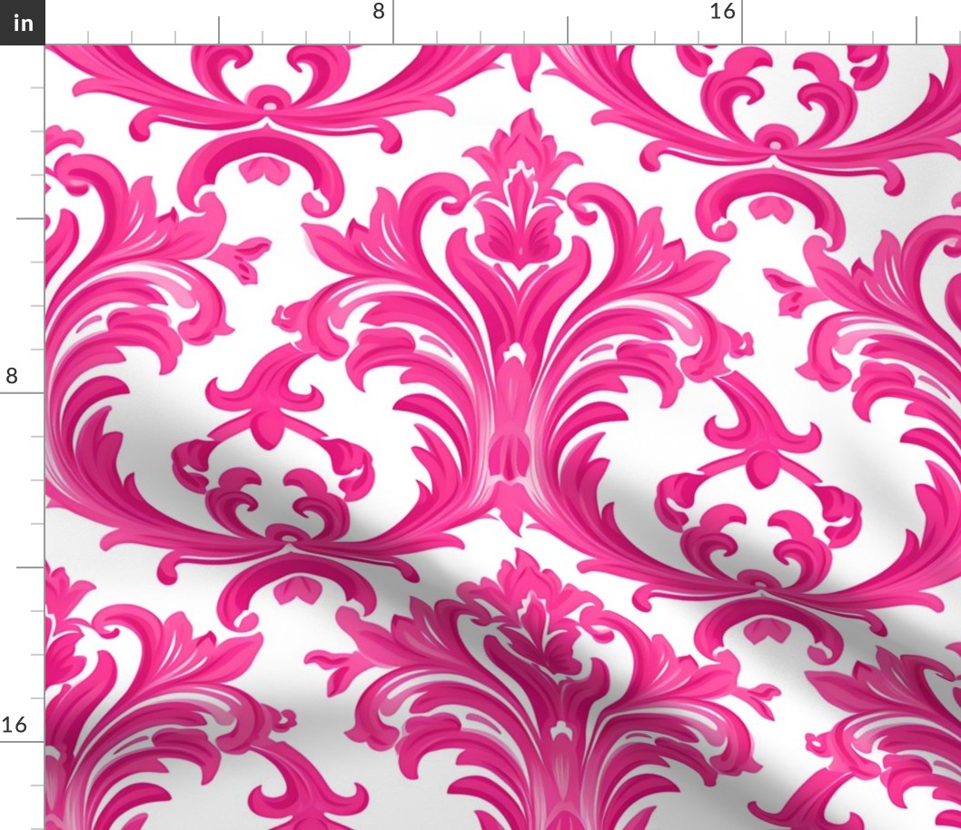 Jumbo Pink Damask - Rococo Whimsy 