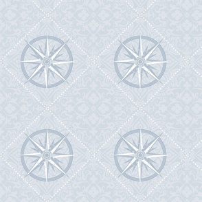Nautical Compass Pattern with  wind rose on intricately patterned background - small scale