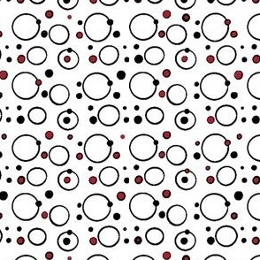 Dots n Rings, white w red, mini