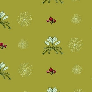 floral scatter red cream chartreuse