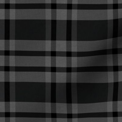 Black and Charcoal Linen Plaid