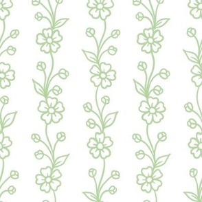 sage green climbing floral vines greenery flower stripe, preppy, grand millennial 4" PF002K