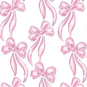 Pink Bows, Elegant Watercolor Bows, Baby Girl Pattern, Small Scale, Baby Blanket 4" PF140B