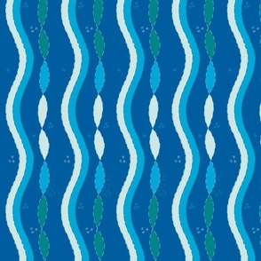 (S) Ultra Steady Pantone palette hand-drawn mending waves -on dark blue