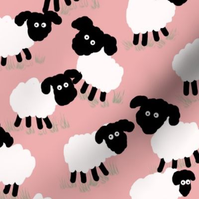 Cute Little Lambs on Pink