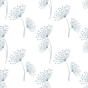 Blue floating dandelion seamless repeat