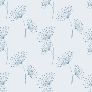 Blue floating dandelion seamless repeat