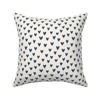 navy blue hearts on a cream background