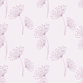 Dusky pink floating dandelion seamless repeat