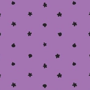 Small - Halloween Polka Dots - Tiny Pumpkins and Floral - Modern Black and Purple - Small Scale
