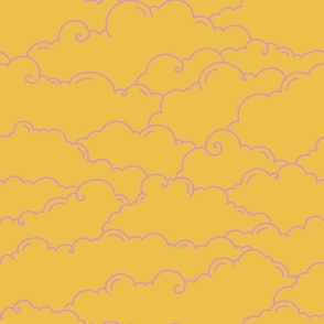 Dreamy Yellow Clouds | medium scale - 12 inch repeat