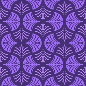 Ferns [Medium] as Scalloped Light Purple Curves on Dark Purple
