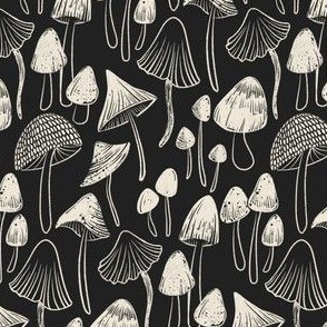 Wild mushroom hand drawn 