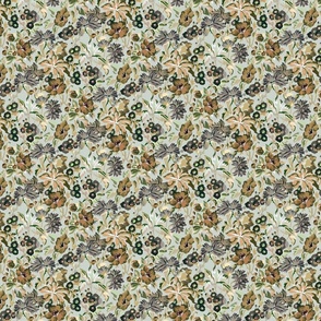 Vintage Floral - Grey & Brown, Small Scale