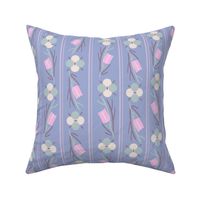 LARGE: Geo Stylized Florals Pink and Blue-green 