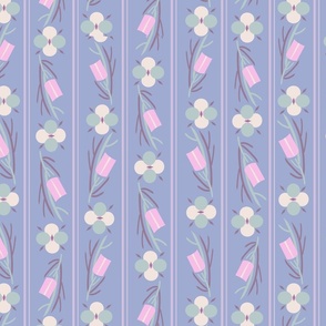 LARGE: Geo Stylized Florals Pink and Blue-green 