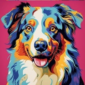 Australian Shepherd Dog - Pop Art Colorful