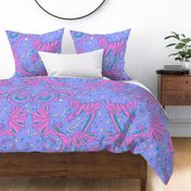 (jumbo) Dreamscape Dragons / Kids Sheets Design Challenge / Dragons Clash in Neon Sunbeam / Purple, Pink, Green, Yellow / jumbo scale