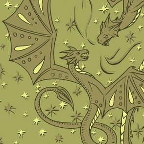 (jumbo) Neon Sunbeam Dragons Clash / Medium Yellow / large oversized bedding scale / see collections