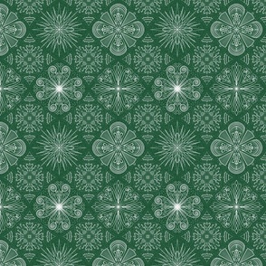 Christmas Snowflakes on Green - Small