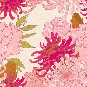 Japanese Large Floral Sakura Style Bedding Collection