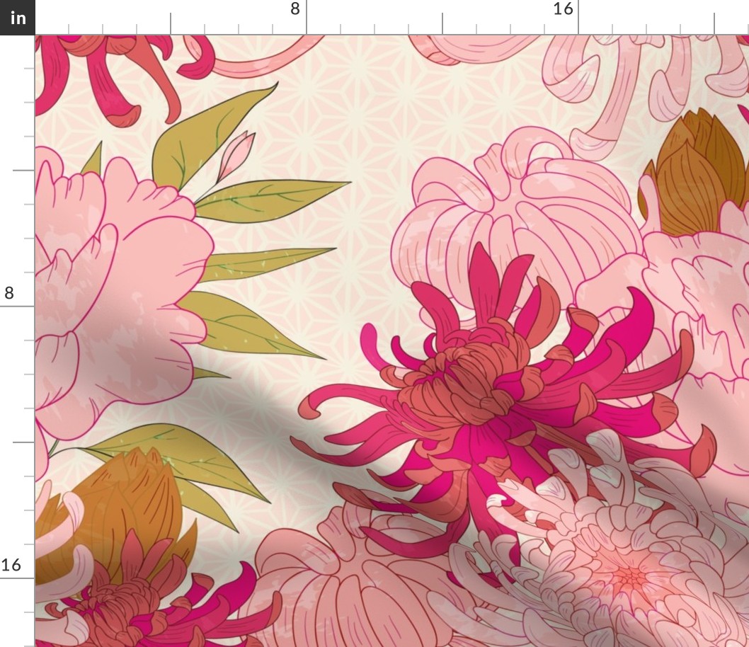 Japanese Large Floral Sakura Style Bedding Collection