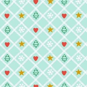 Christmas plaid mint green checkerboard